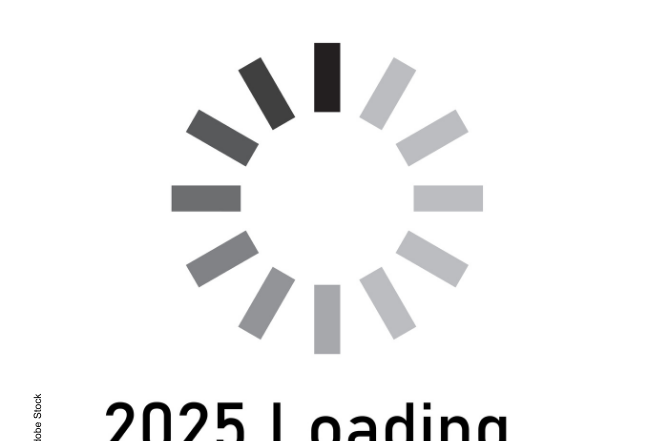 An image of a computer's spinning wheel to show that something is loading. Underneath the wheel it says "2025 Loading..." (c) Adobe Stock